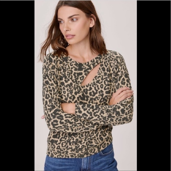 LNA Brushed Leopard Print Cutout Sweater - Picture 2 of 6